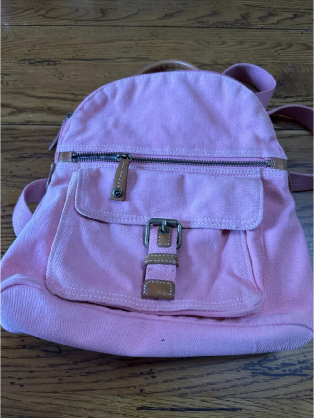Fossil Pink Canvas Backpack Bag Dusty Pink Faded Rose Adjustable Strap Pockets